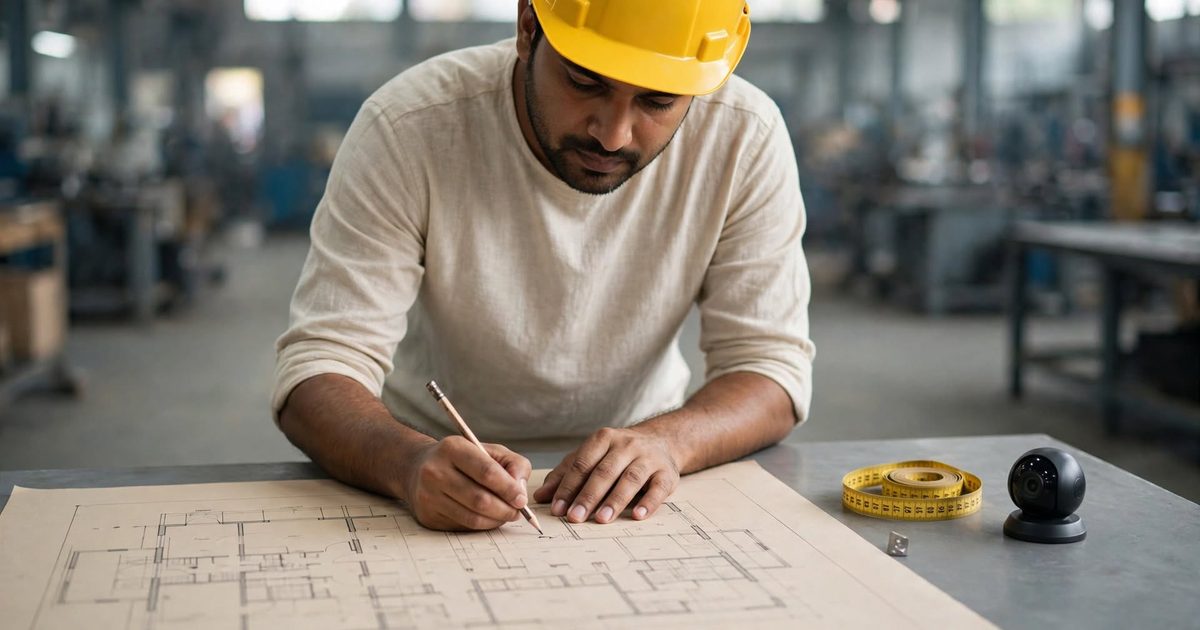 Planning how many CCTV cameras for a factory using a marked floor layout